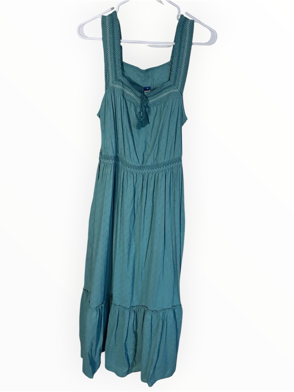 Sleeveless Teal Maxi Dress with Tassel Detail - Women Dresses | Size M